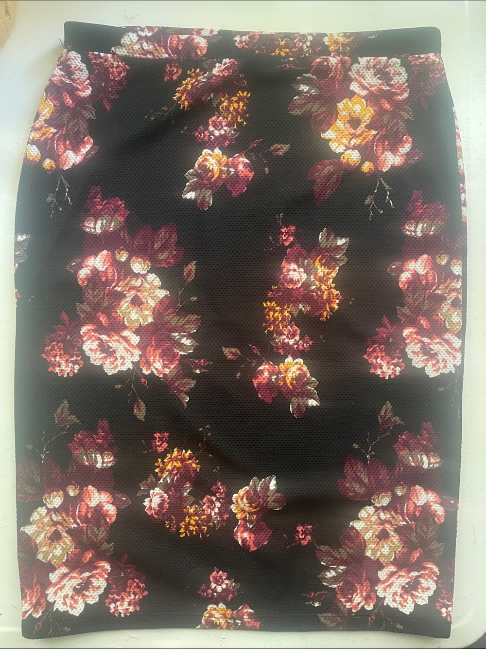 Jules & Leopold Black Pencil Skirt with Burgundy, Pink & Yellow Floral